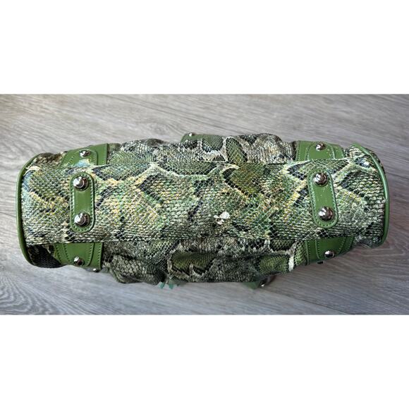 Sharif Green Snake Pattern Satchel Handbag NWT but has Peeling - Picture 8 of 16